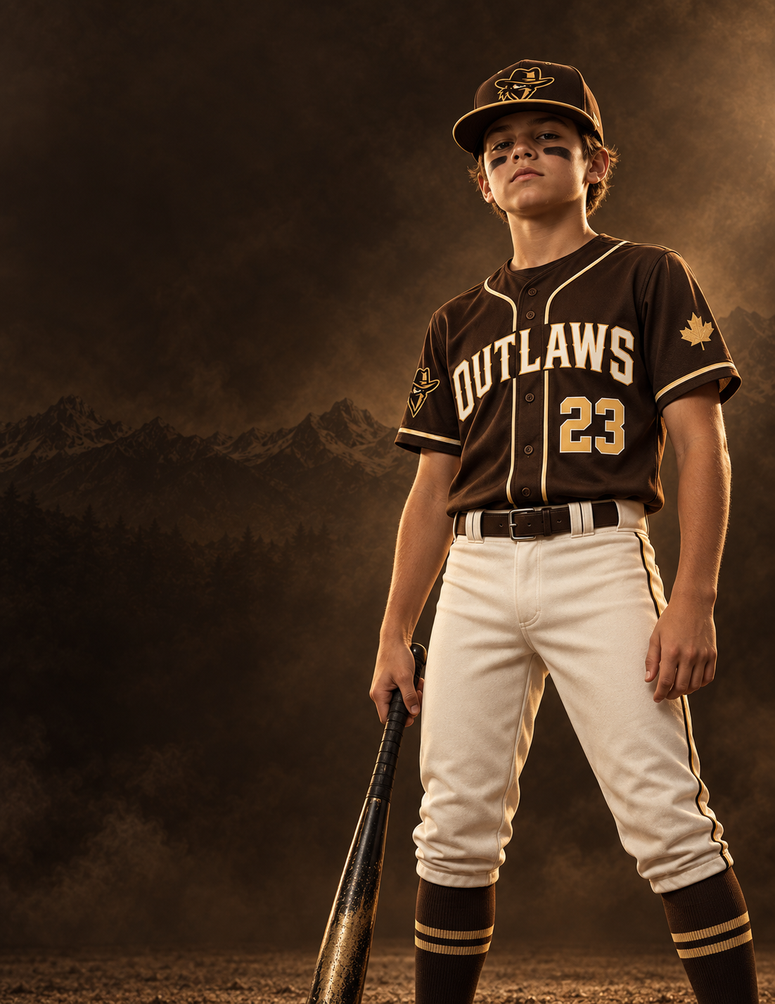 Outlaws player in the brown uniform